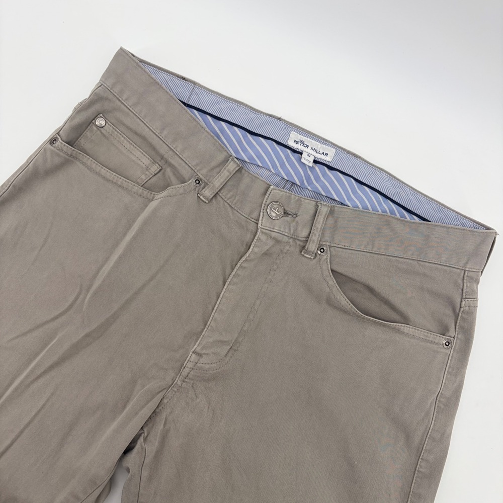 Peter Millar Pants Mens 32 Grey 5-Pocket Straight Leg Chino Luxury Trousers